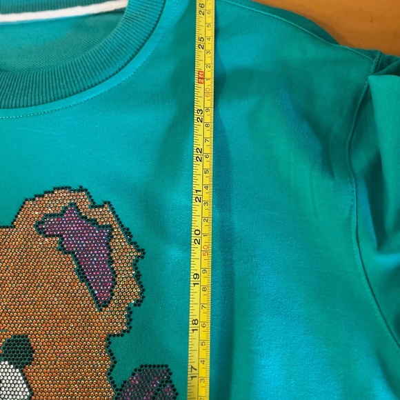 Teal Sweatshirt with Sequin Teddy Bear Design - Picture 7 of 7